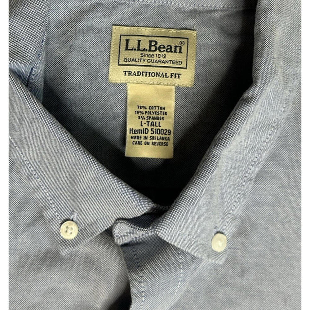 Lot of 2 LL Bean Mens L Tall Traditional Fit Blue Red Chambray Button Down Shirt - Picture 8 of 9